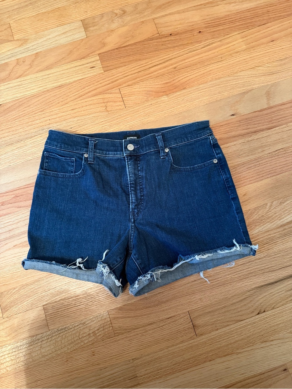 Express Dark Indigo Denim Cutoff Shorts